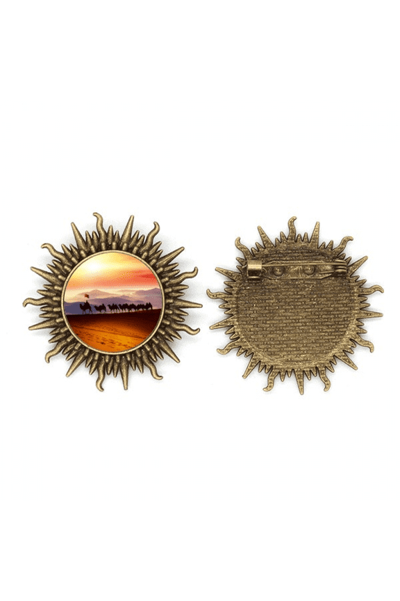 Flag Journey Silk Road Camel Desert Metall Sonne Brosche Haken Pin