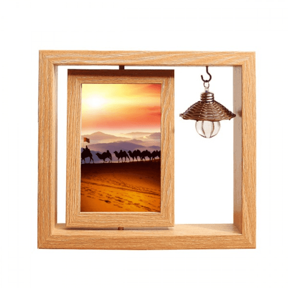 Flag Journey Silk Road Camel Desert Wooden Rotating Picture Photo Frame 4x6