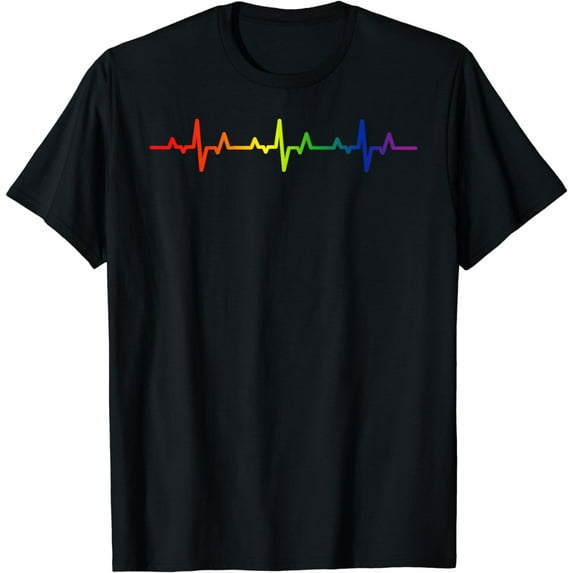 Gay Heartbeat Pride Rainbow Flag LGBTQ Cool LGBT Ally T-Shirt
