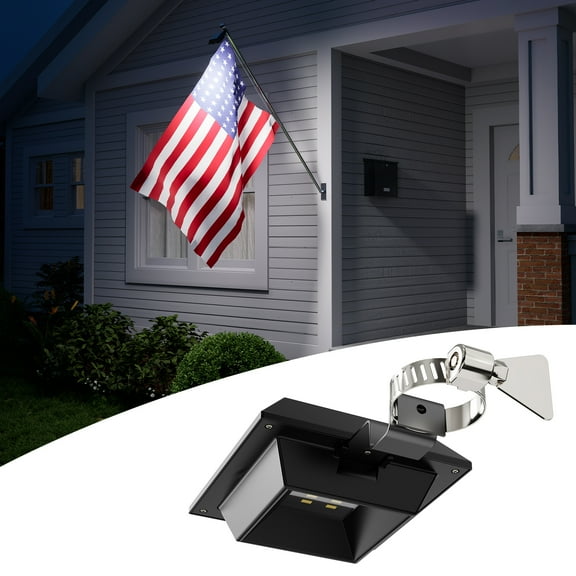 Yinghao Solar Flag Pole Light Outdoor Waterproof Top Mounted Flagpole Lights for Outside House, Garden, Yard, Porch, Lighting up 10 Hours (Cool White)