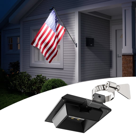 Yinghao Solar Flag Pole Light Outdoor Waterproof Top Mounted Flagpole Lights for Outside House, Garden, Yard, Porch, Lighting up 10 Hours (Cool White)