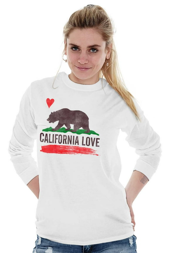 Flag Long Sleeve Tees Shirts T-Shirts CA Love Bear California Vacation Souvenir