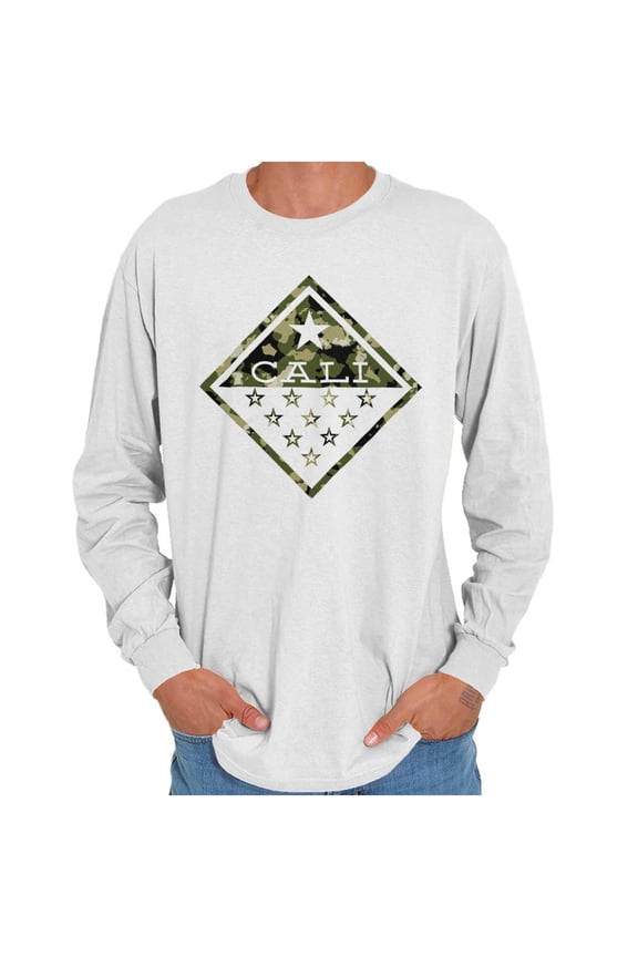Flag Long Sleeve Tees Shirts T-Shirts Vintage California CA Vacation Souvenir