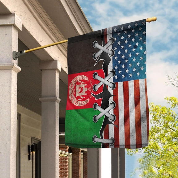 Flag Made In America With Afghan Parts Afghan American Friendship Root Proud House Flag (29.5x39.5) Double Sided-USA Flags Premium Polyester-Decorative Indoor Outdoor Flag