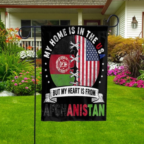 Flag-Made in America with Afghan Parts Afghanistan U.S.A Friendship American Flag Garden Flag, Double-Sided Decorative Outdoor Flag, Polyester Yard Flag 12 x 18 in