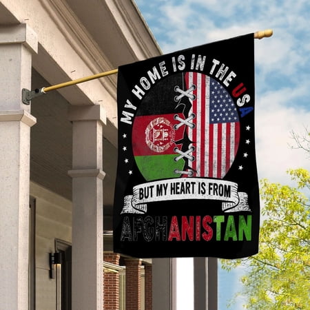 Flag-Made in America with Afghan Parts Afghanistan U.S.A Friendship American Flag House Flag, Double-Sided Decorative Outdoor Flag, Polyester Yard Flag 29.5 x 39.5 in