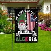 Algerian Parts Algeria Roots American Home Proud Garden Flag, Double-Sided Decorative Outdoor Flag, Polyester Yard Flag 12 x 18 in