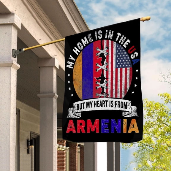 Flag-Made in America with Armenian Parts Armenia U.S.A Friendship American Flag Patriotic House Flag, Double-Sided Decorative Outdoor Flag, Patriotic Polyester Yard Flag 29.5 x 39.5 in