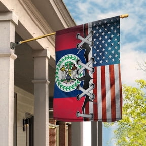 Belizean Parts Belizean American Half Proud House Flag, Double-Sided Decorative Outdoor Flag, Patriotic Polyester Yard Flag 29.5 x 39.5 in