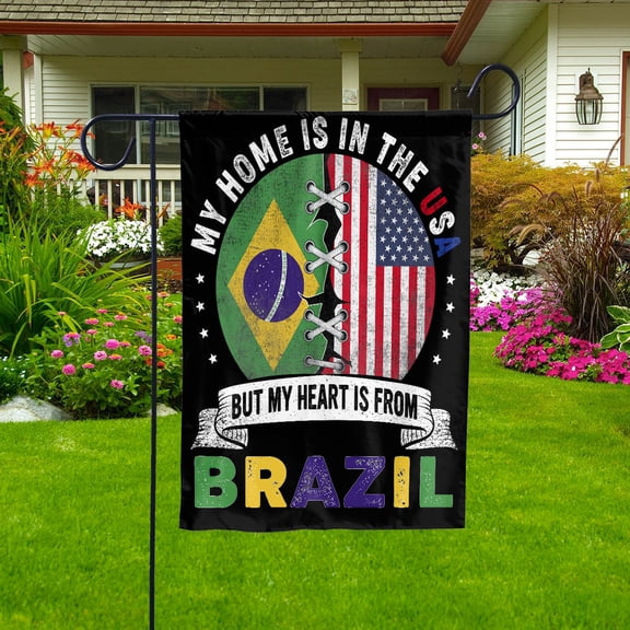 Flag-Made in America with Brazilian Parts Brazil U.S.A Friendship American Flag Patriotic Garden Flag (11.5x17.5) Double Sided-USA Flags Premium Polyester-Decorative Indoor Outdoor Flag