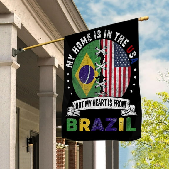 Flag-Made in America with Brazilian Parts Brazil U.S.A Friendship American Flag Patriotic House Flag (29.5x39.5) Double Sided-USA Flags Premium Polyester-Decorative Indoor Outdoor Flag