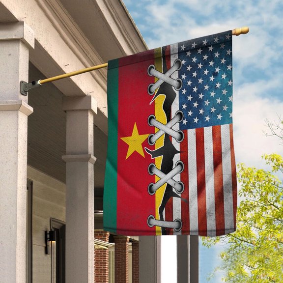 Flag Made In America With Cameroonian Parts Cameroonian American Friendship Root Proud House Flag, Double-Sided Decorative Outdoor Flag, Patriotic Polyester Yard Flag 29.5 x 39.5 in
