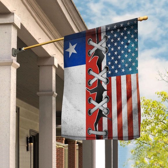 Chilean Parts Chilean American Half Proud House Flag, Double-Sided Decorative Outdoor Flag, Patriotic Polyester Yard Flag 29.5 x 39.5 in