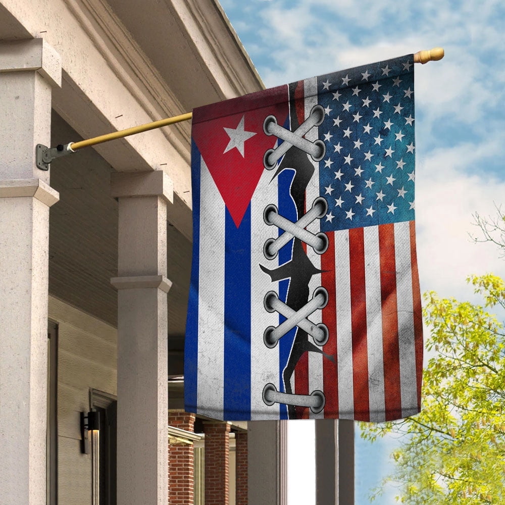 Flag Made In America With Cuban Parts Cuban American Friendship Root Proud House Flag, Double-Sided Decorative Outdoor Flag, Patriotic Polyester Yard Flag 29.5 x 39.5 in