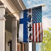 Finnish Parts Finnish American Half Proud Garden Flag, Double-Sided Decorative Outdoor Flag, Patriotic Polyester Yard Flag 12 x 18 in