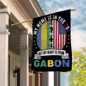Gabonese Parts Gabon Roots American Home Proud Garden Flag, Double-Sided Decorative Outdoor Flag, Patriotic Polyester Yard Flag 12 x 18 in