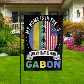 Gabonese Parts Gabon Roots American Home Proud House Flag, Double-Sided Decorative Outdoor Flag, Polyester Yard Flag 29.5 x 39.5 in