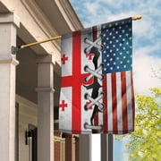 Georgian Parts Georgian American Half Proud Garden Flag, Double-Sided Decorative Outdoor Flag, Patriotic Polyester Yard Flag 12 x 18 in