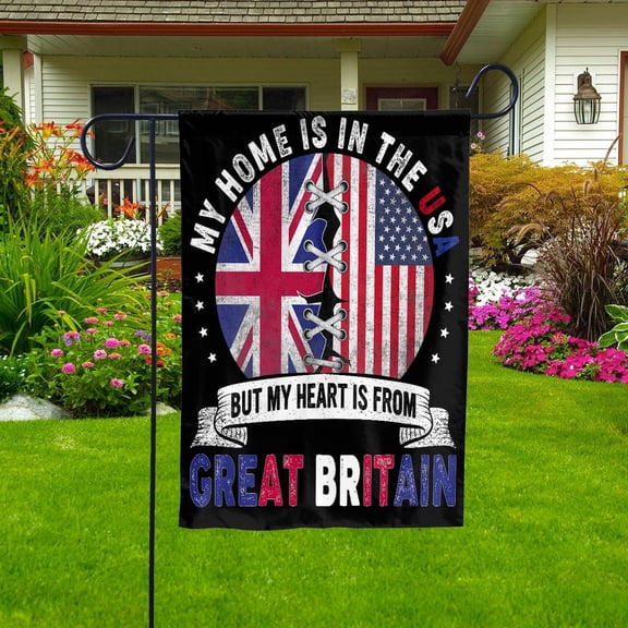 Great British Parts Great Britain Roots American Home Proud Garden Flag, Double-Sided Decorative Outdoor Flag, Patriotic Polyester Yard Flag 12 x 18 in