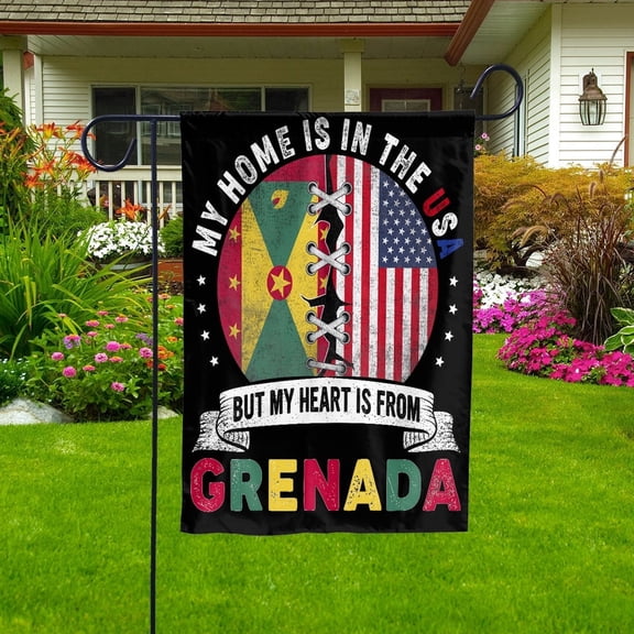 Grenadian Parts Grenada Roots American Home Proud House Flag, Double-Sided Decorative Outdoor Flag, Patriotic Polyester Yard Flag 29.5 x 39.5 in