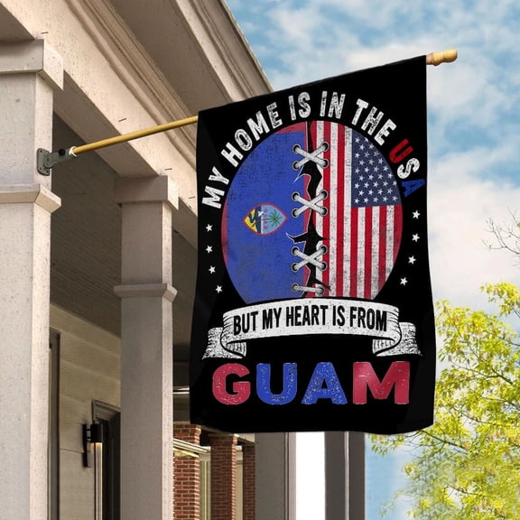 Guamanian Parts Guam Roots American Home Proud House Flag, Double-Sided Decorative Outdoor Flag, Patriotic Polyester Yard Flag 29.5 x 39.5 in