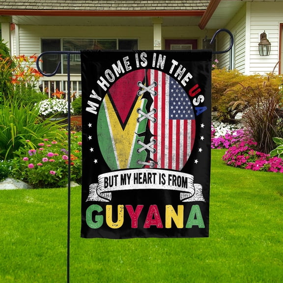 Flag-Made in America with Guyanese Parts Guyana U.S.A Friendship American Flag Patriotic Garden Flag (11.5x17.5) Double Sided-USA Flags Premium Polyester-Decorative Indoor Outdoor Flag