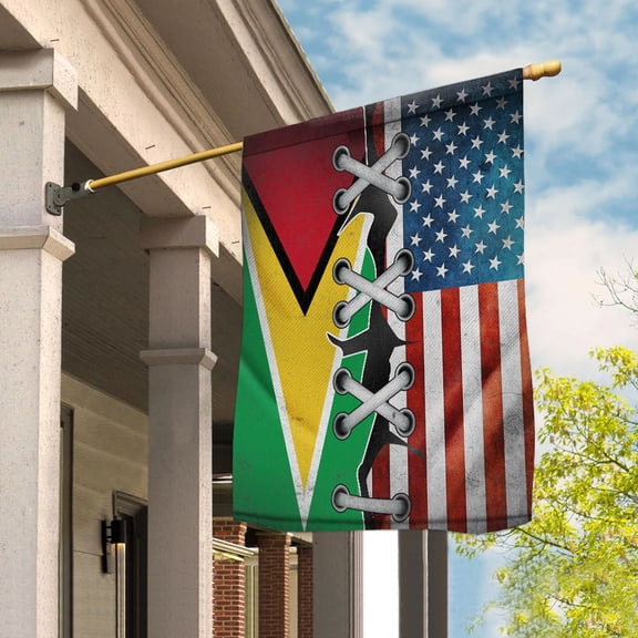 Flag Made In America With Guyanese Parts Guyanese American Friendship Root Proud Garden Flag (11.5x17.5) Double Sided-USA Flags Premium Polyester-Decorative Indoor Outdoor Flag