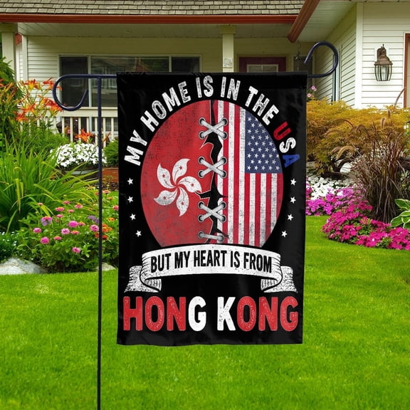 Hongkongers Parts Hong Kong Roots American Home Proud Garden Flag, Double-Sided Decorative Outdoor Flag, Patriotic Polyester Yard Flag 12 x 18 in