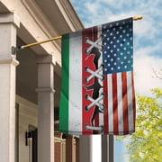 Italian Parts Italian American Half Proud House Flag, Double-Sided Decorative Outdoor Flag, Patriotic Polyester Yard Flag 29.5 x 39.5 in