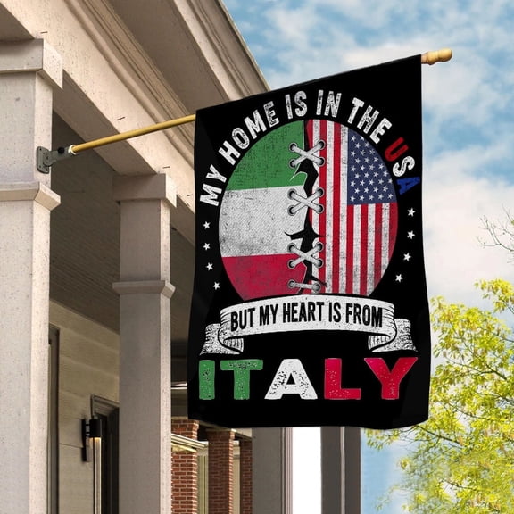 Italian Parts Italy Roots American Home Proud Garden Flag, Double-Sided Decorative Outdoor Flag, Patriotic Polyester Yard Flag 12 x 18 in