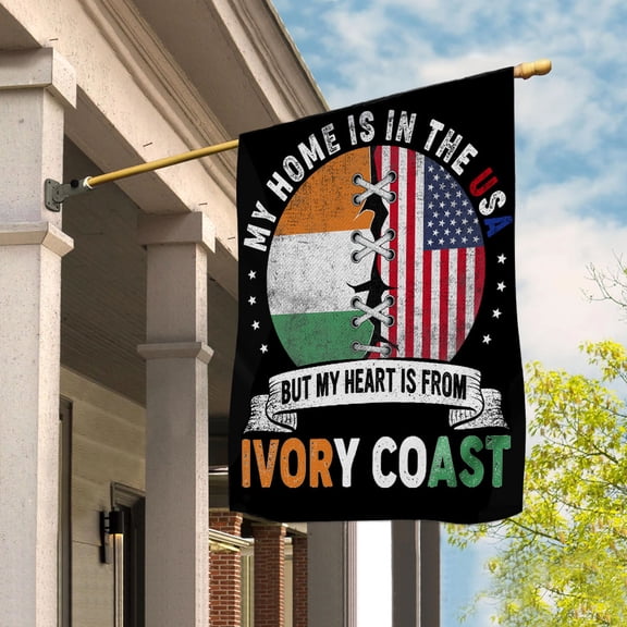 Flag-Made in America with Ivorian Coast Parts Ivory Coast U.S.A Friendship American Flag Patriotic House Flag (29.5x39.5) Double Sided-USA Flags Premium Polyester-Decorative Indoor Outdoor Flag