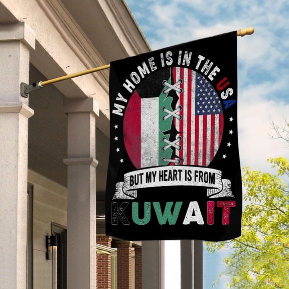 Flag-Made in America with Kuwaiti Parts Kuwait U.S.A Friendship American Flag Patriotic Garden Flag, Double-Sided Decorative Outdoor Flag, Patriotic Polyester Yard Flag 12 x 18 in