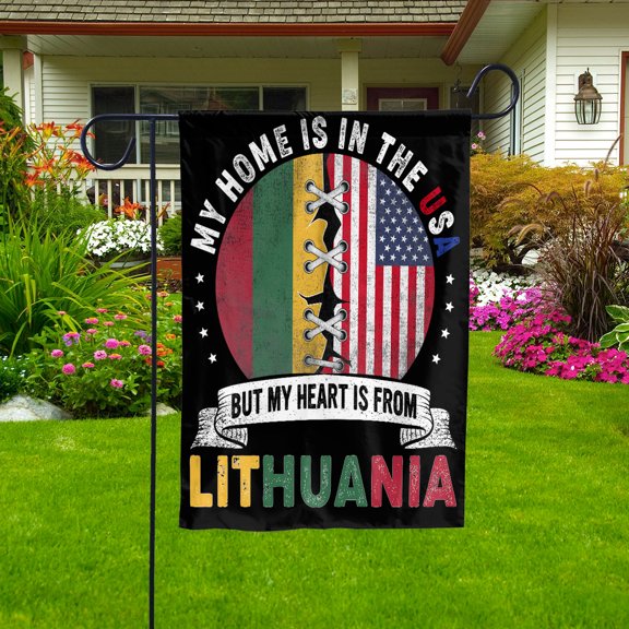 Flag-Made in America with Lithuanian Parts Lithuania U.S.A Friendship American Flag Patriotic Garden Flag (11.5x17.5) Double Sided-USA Flags Premium Polyester-Decorative Indoor Outdoor Flag