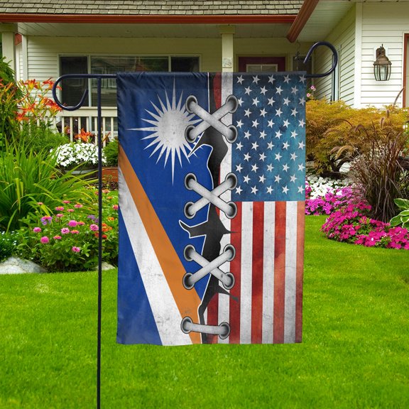 Flag Made In America With Marshallese Parts Marshallese American Friendship Root Proud House Flag (29.5x39.5) Double Sided-USA Flags Premium Polyester-Decorative Indoor Outdoor Flag