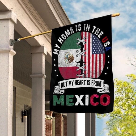 Mexican Parts Mexico Roots American Home Proud Garden Flag, Double-Sided Decorative Outdoor Flag, Polyester Yard Flag 12 x 18 in