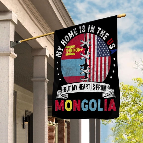 Flag-Made in America with Mongolian Parts Mongolia U.S.A Friendship American Flag Patriotic Garden Flag (11.5x17.5) Double Sided-USA Flags Premium Polyester-Decorative Indoor Outdoor Flag