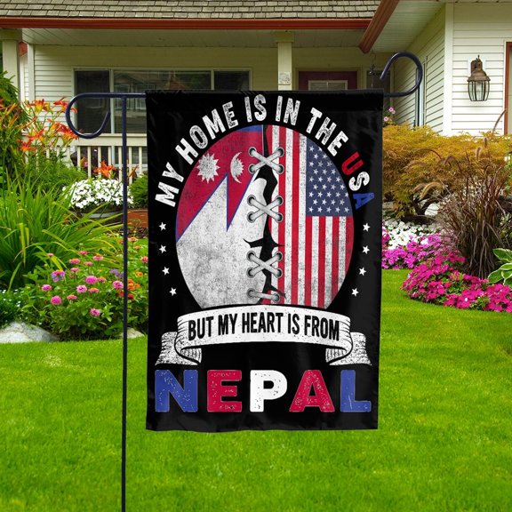 Flag-Made in America with Nepali Parts Nepal U.S.A Friendship American Flag Patriotic Garden Flag, Double-Sided Decorative Outdoor Flag, Patriotic Polyester Yard Flag 11.5 x 17.5 in
