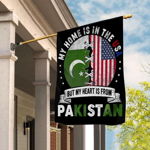 Flag-Made in America with Pakistani Parts Pakistan U.S.A Friendship American Flag Patriotic Garden Flag, Double-Sided Decorative Outdoor Flag, Patriotic Polyester Yard Flag 12 x 18 in