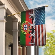 Portuguese Parts Portuguese American Half Proud Garden Flag, Double-Sided Decorative Outdoor Flag, Polyester Yard Flag 12 x 18 in