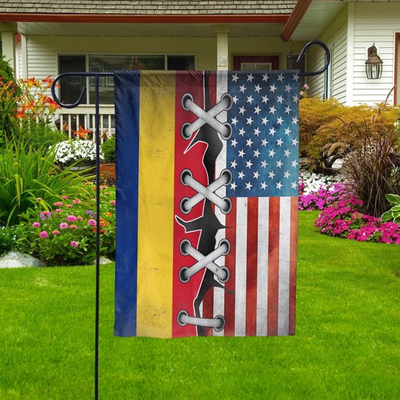 Romanian Parts Romanian American Half Proud House Flag, Double-Sided Decorative Outdoor Flag, Patriotic Polyester Yard Flag 29.5 x 39.5 in