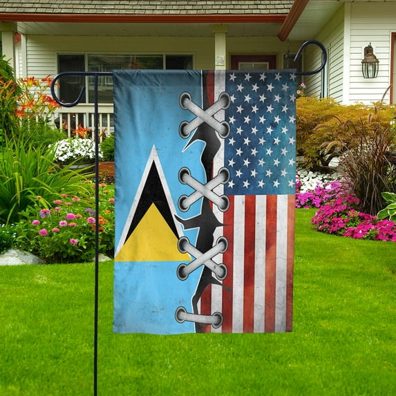 Flag Made In America With Saint Lucian Parts Saint Lucian American Friendship Root Proud Garden Flag (11.5x17.5) Double Sided-USA Flags Premium Polyester-Decorative Indoor Outdoor Flag