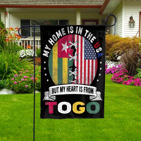 Flag-Made in America with Togolese Parts Togo U.S.A Friendship American Flag Patriotic House Flag, Double-Sided Decorative Outdoor Flag, Patriotic Polyester Yard Flag 29.5 x 39.5 in