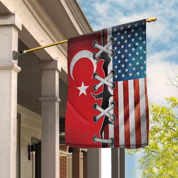 Flag Made In America With Turkish Parts Turkish American Friendship Root Proud House Flag (29.5x39.5) Double Sided-USA Flags Premium Polyester-Decorative Indoor Outdoor Flag