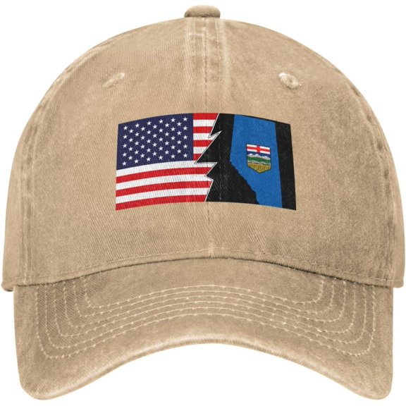 Flag Map of Alberta and America Baseball Cap for Men Women Hat Adjustable Vintage Cotton Dad Caps