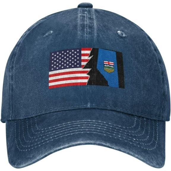 Flag Map of Alberta and America Baseball Cap for Men Women Hat Adjustable Vintage Cotton Dad Caps