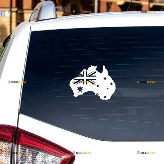 Flag Map of Australia Australian Outline Sticker Decal Vinyl - 2 Pack White 6" - For Car Boat Laptop Cup No Background Die-cut