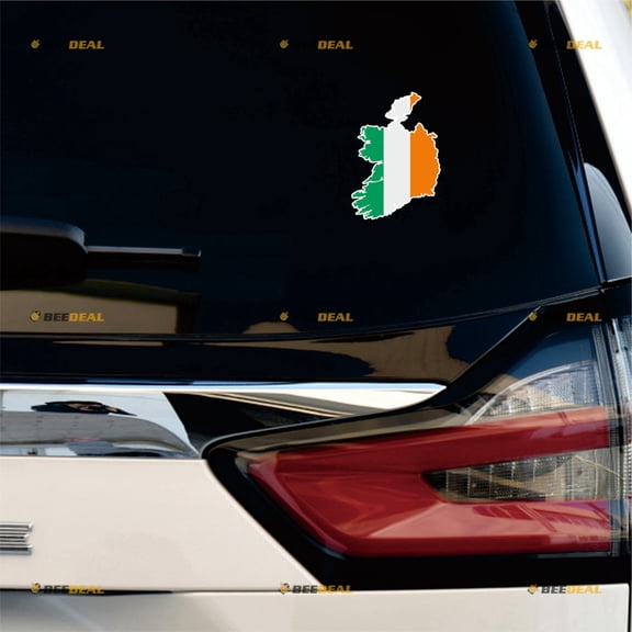 Flag Map of Ireland Sticker Decal Vinyl - 2 Pack Reflective 6" - For Car Boat Laptop Cup