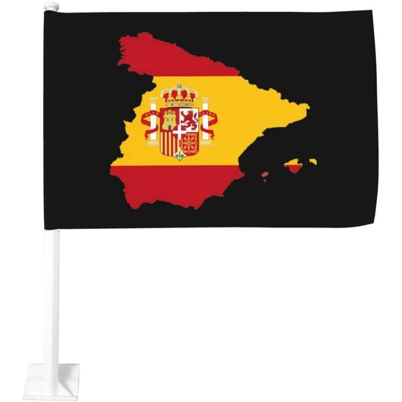 Flag Map of Spain Car Flag 12x18 Inch Window Clip Flag - Double Sided Fade Resistant Outdoor Decoration Let Your Cars Stand Out