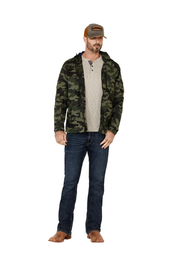 Flag Men's And Anthem Byron Camo Print Hooded Windbreaker Jacket Green Medium