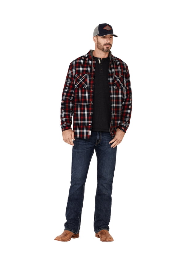 Flag Men's And Anthem Holloway  Plaid Print Hooded Shirt Jacket Multi